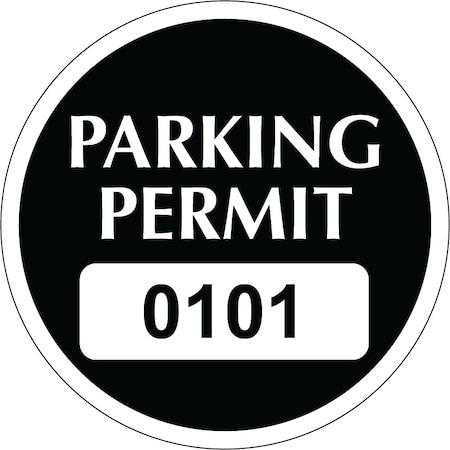 Lustre-Cal Vinyl Permanent Parking Permit Black 2in x 2in  Circle Serialized 101-150, 50PK 253757PvWh1KDi0101